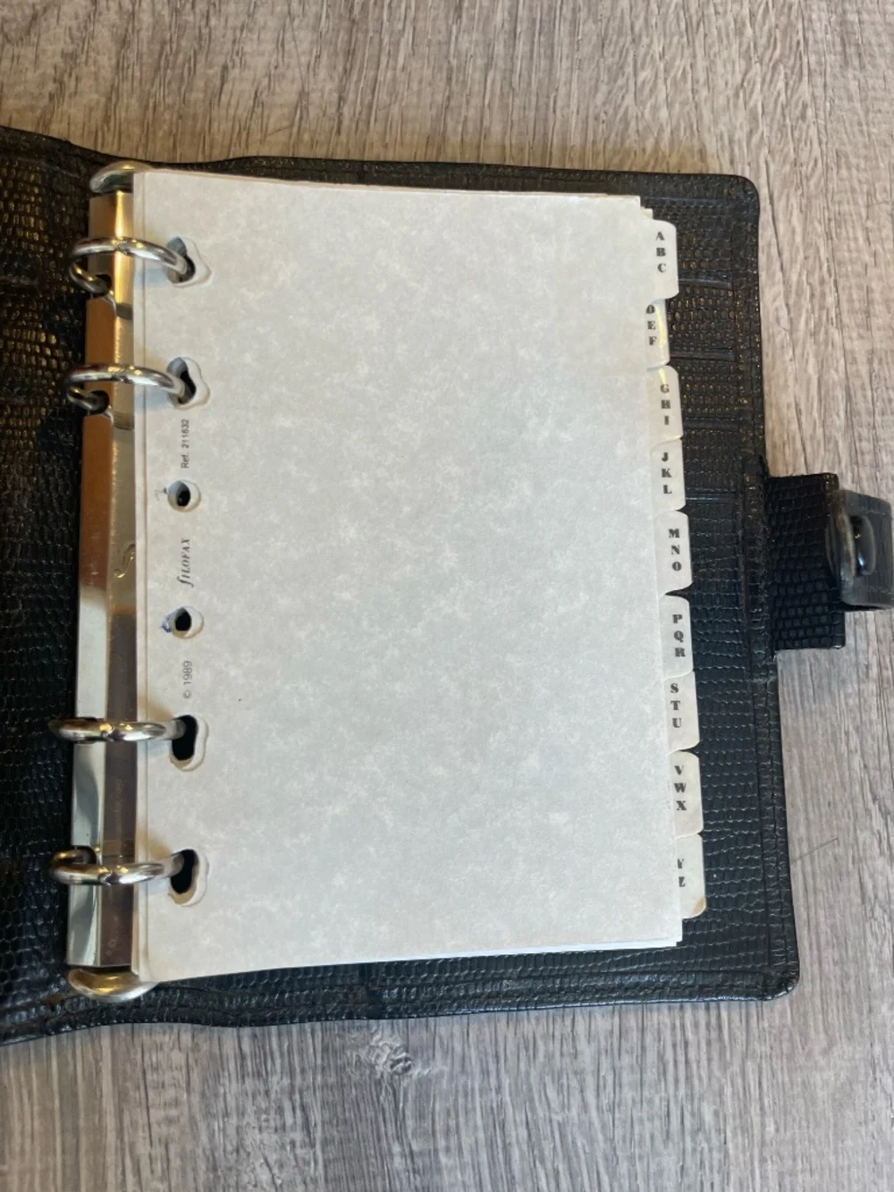 Vintage 90s Filofax Pocket Organizer 4-Ring Planner Binder | Black Lizard Print